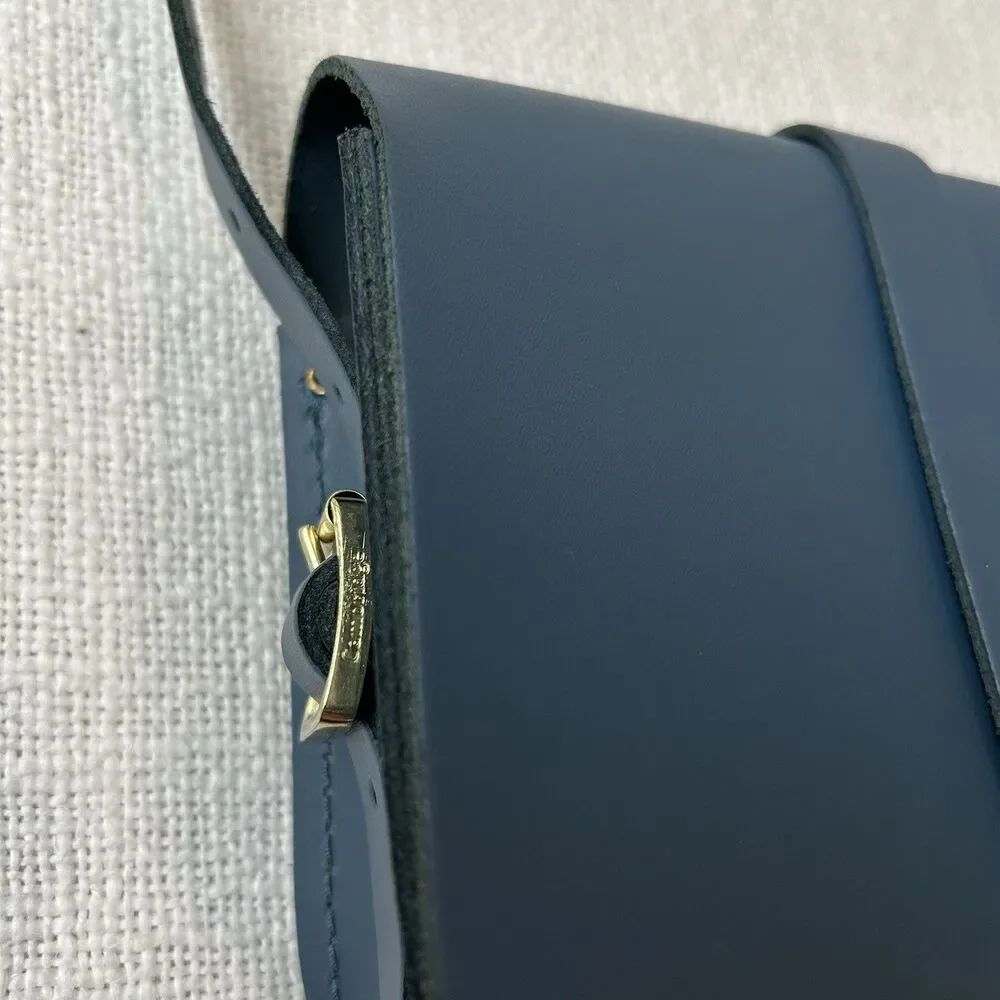 The Cambridge Satchel Company Saddle Leather Crossbody Bag in Blue Minimalist